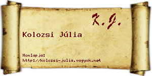 Kolozsi Júlia névjegykártya