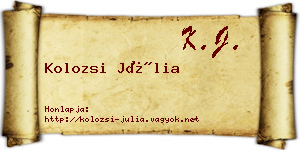 Kolozsi Júlia névjegykártya